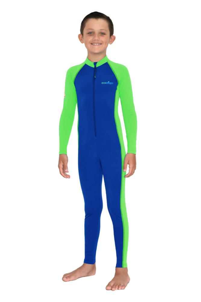 boys full body swimwear blue lime